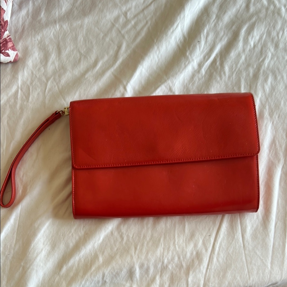 Red Leather Travel Clutch/Wristlet